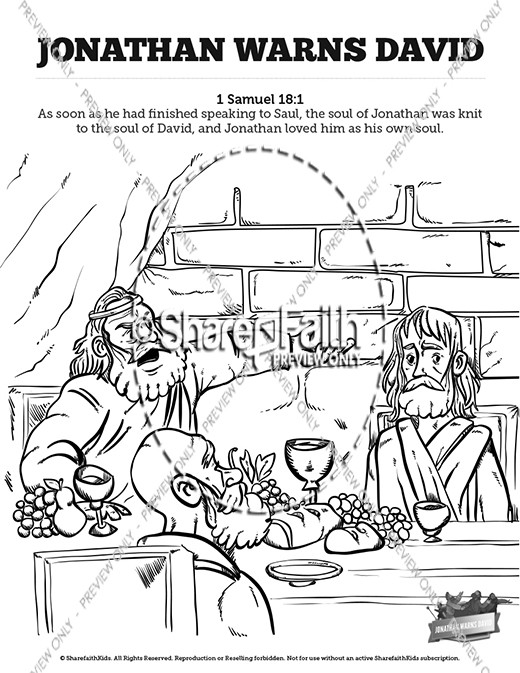 1 Samuel 20 David and Jonathan Sunday School Coloring Pages Thumbnail Showcase