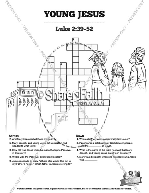 Jesus As A Child Sunday School Crossword Puzzles Thumbnail Showcase