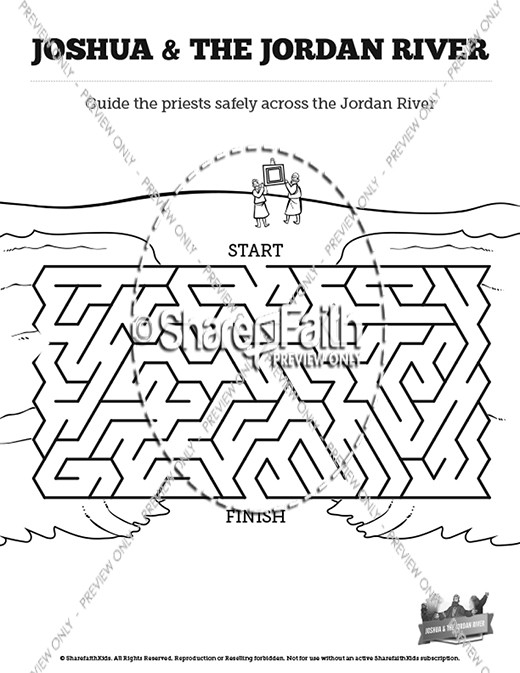 Joshua 3 Crossing the Jordan River River Bible Mazes Thumbnail Showcase