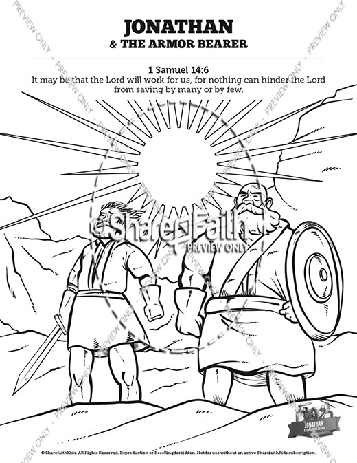 Jonathan And His Armor Bearer Sunday School Coloring Pages Thumbnail Showcase