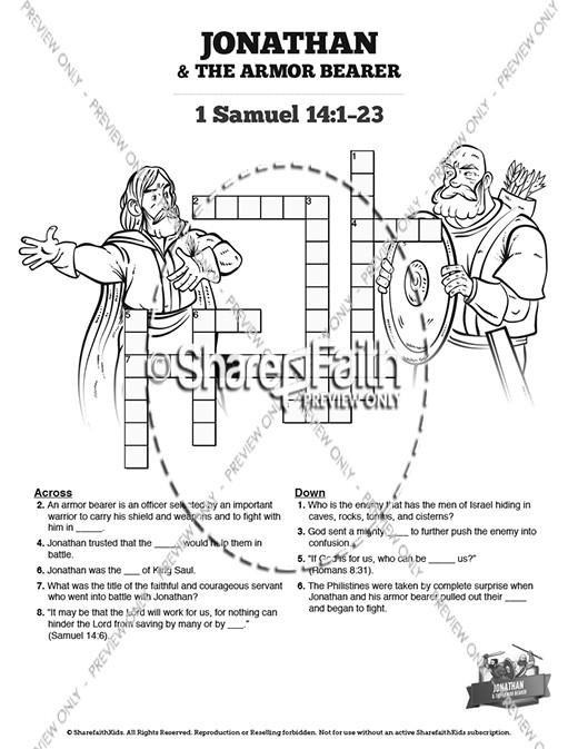 Jonathan And His Armor Bearer Sunday School Crossword Puzzles Thumbnail Showcase