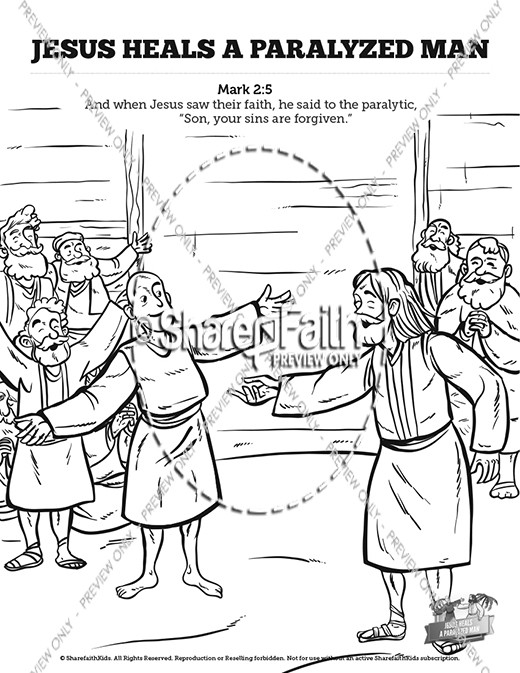 Luke 5 Jesus Heals The Paralytic Sunday School Coloring Pages | Clover ...