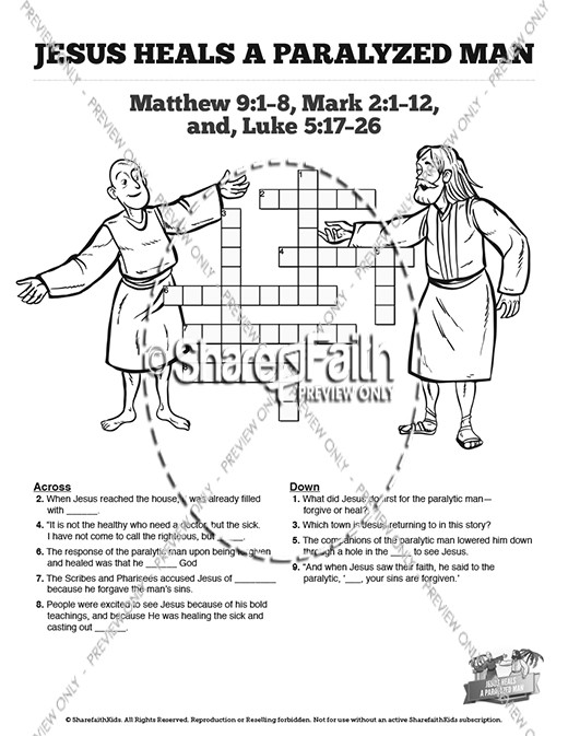 Luke 5 Jesus Heals The Paralytic Sunday School Crossword Puzzles Thumbnail Showcase
