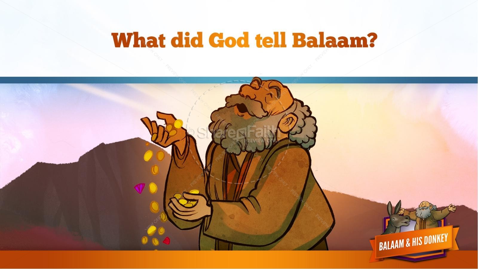 Numbers 22 Balaam's Donkey Kids Bible Stories | slide 19