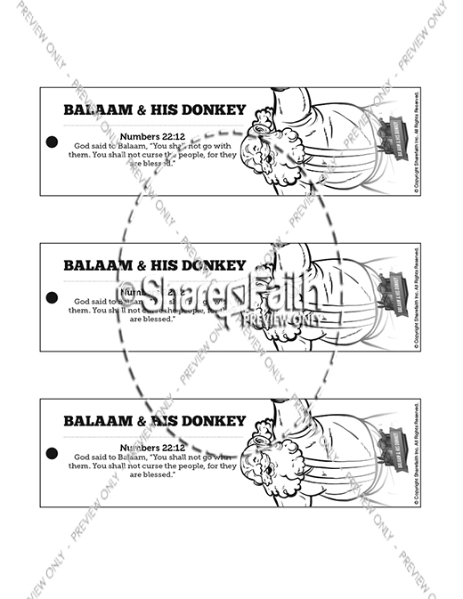Numbers 22 Balaam's Donkey Bible Bookmarks Thumbnail Showcase