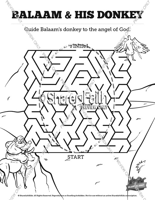 Numbers 22 Balaam's Donkey Bible Mazes Thumbnail Showcase