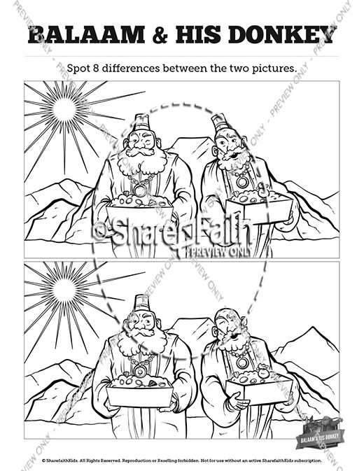 Numbers 22 Balaam's Donkey Kids Spot The Difference Thumbnail Showcase