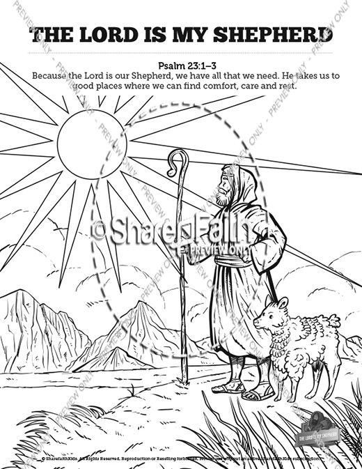 Psalm 23 The Lord Is My Shepherd Sunday School Coloring Pages Thumbnail Showcase