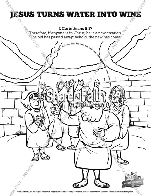 Jesus Turns Water Into Wine Sunday School Coloring Pages Thumbnail Showcase