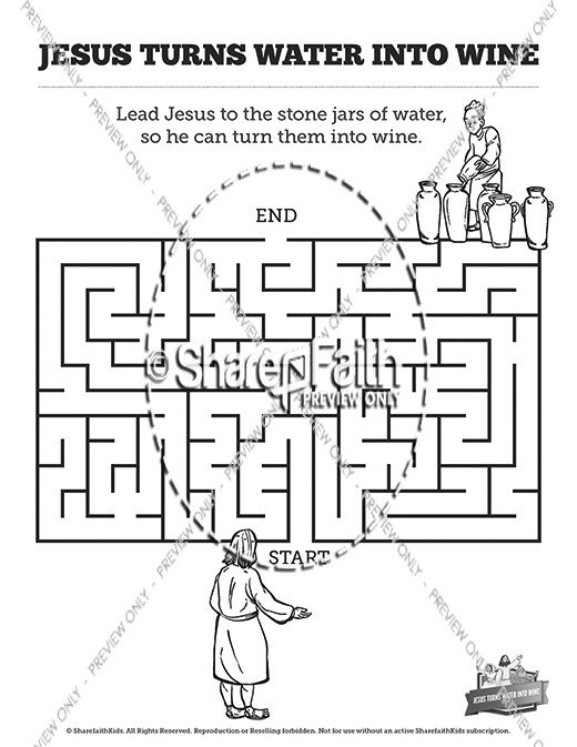 Jesus Turns Water Into Wine Bible Mazes Sharefaith Kids