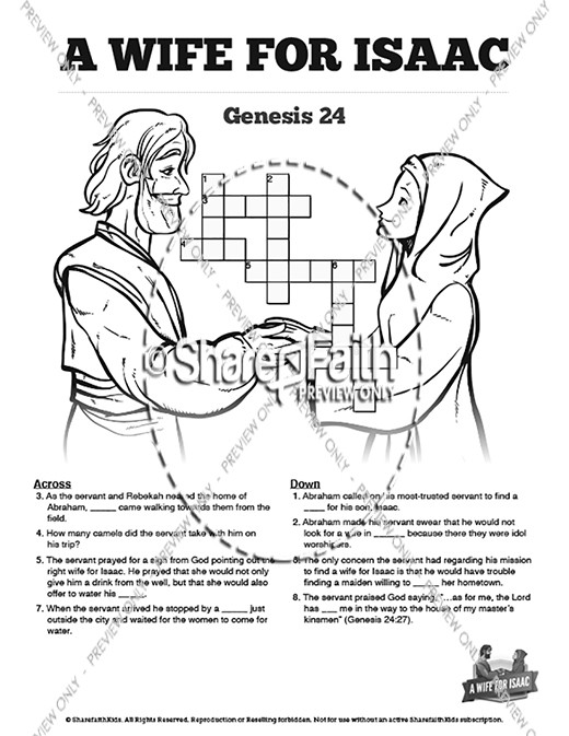 Genesis 24 Isaac and Rebekah Sunday School Crossword Puzzles Thumbnail Showcase