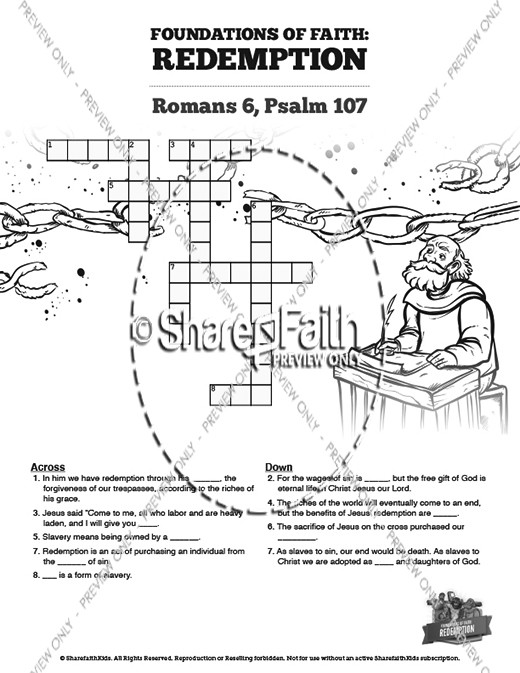 Romans 6 Redemption Sunday School Crossword Puzzles Thumbnail Showcase