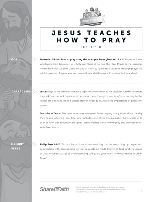 Luke 11 The Lord's Prayer Sunday School Curriculum Thumbnail Showcase