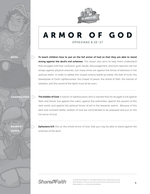 Ephesians 6 Armor of God Sunday School Curriculum Thumbnail Showcase