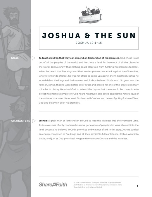 Joshua 10 Sun Stand Still Sunday School Curriculum Thumbnail Showcase