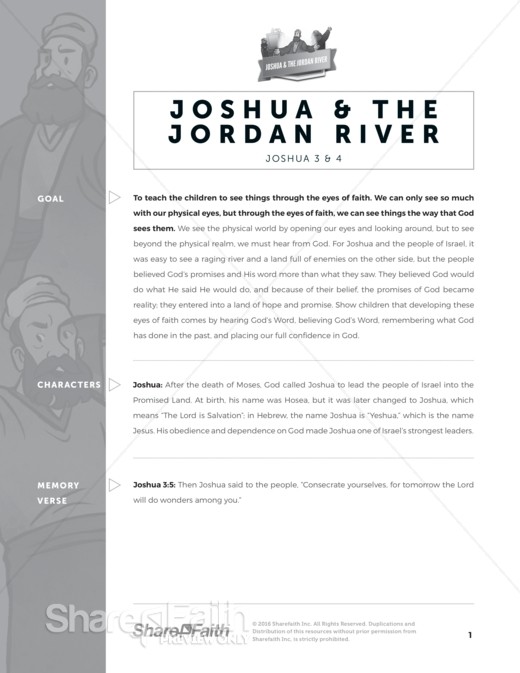Joshua 3 Crossing The Jordan River Sunday School Curriculum