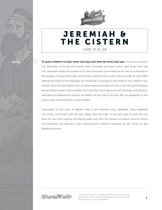 The Prophet Jeremiah Sunday School Curriculum Sharefaith