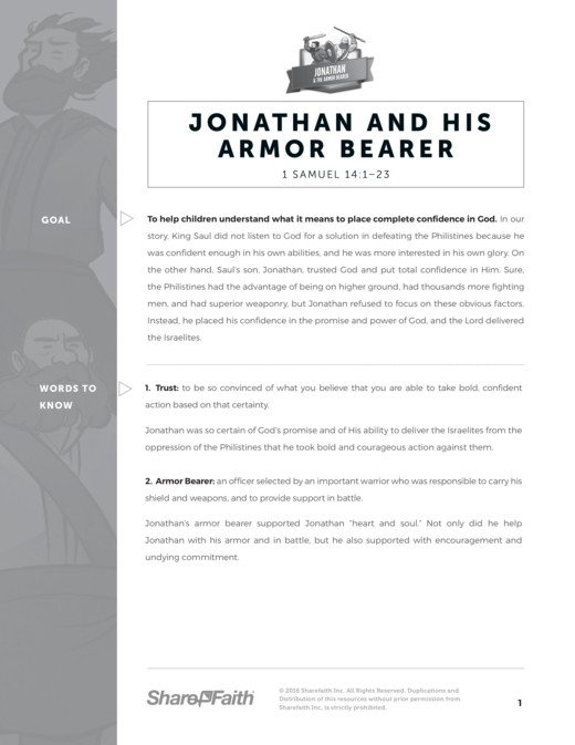 1 Samuel 14 Jonathan and his Armor Bearer Sunday School Curriculum Thumbnail Showcase