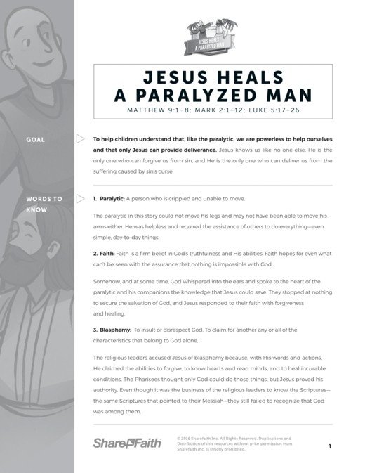 Luke 5 Jesus Heals The Paralytic Sunday School Curriculum Thumbnail Showcase