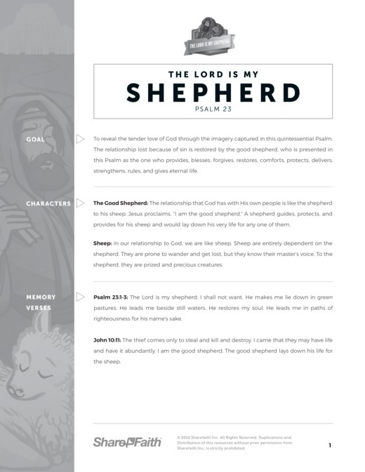 Psalm 23 The Lord Is My Shepherd Sunday School Curriculum Thumbnail Showcase