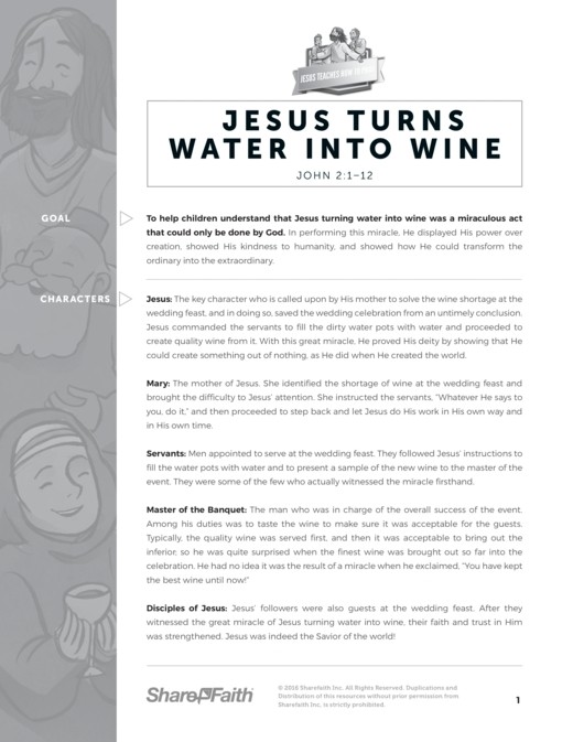 John 2 Jesus Turns Water Into Wine Sunday School Curriculum Thumbnail Showcase