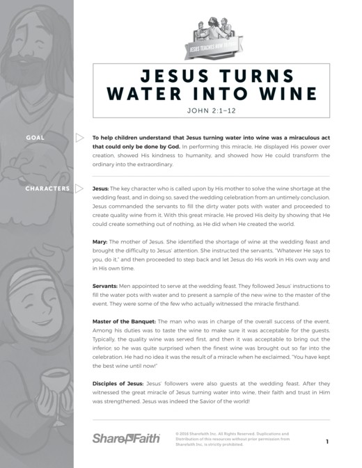 John 2 Jesus Turns Water Into Wine Sunday School Curriculum Clover Media