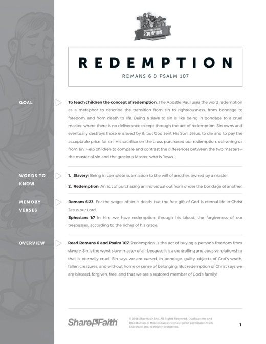Romans 6 Redemption Sunday School Curriculum Thumbnail Showcase