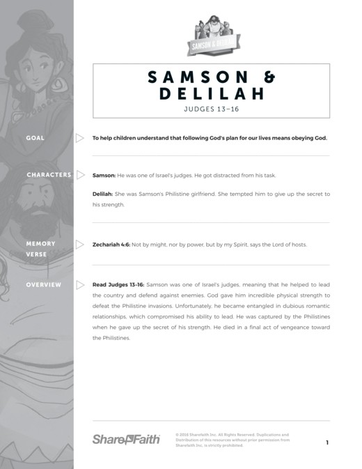 Samson and Delilah Sunday School Curriculum Thumbnail Showcase