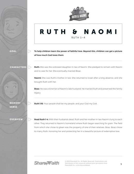 Ruth and Naomi Sunday School Curriculum Thumbnail Showcase