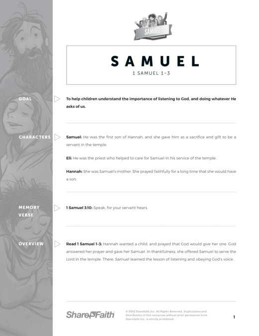 The Story of Samuel Sunday School Curriculum Thumbnail Showcase