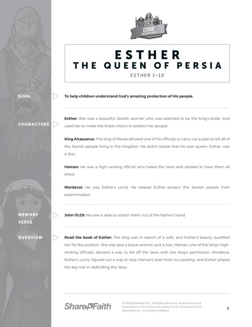 Queen Esther Sunday School Curriculum Thumbnail Showcase