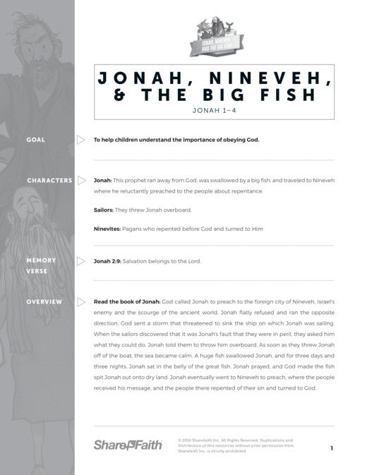 Jonah and the Whale Sunday School Curriculum Thumbnail Showcase