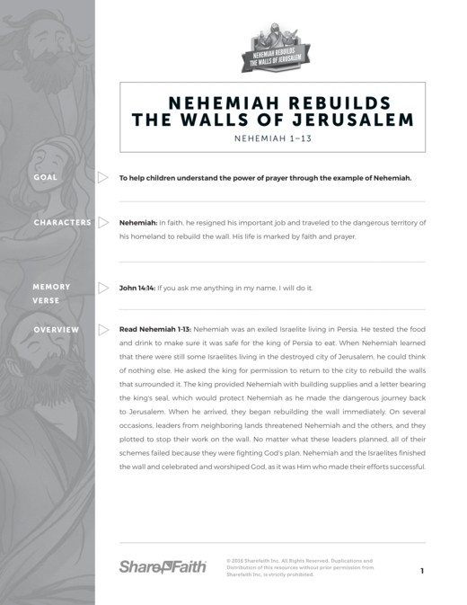Book of Nehemiah Sunday School Curriculum Thumbnail Showcase