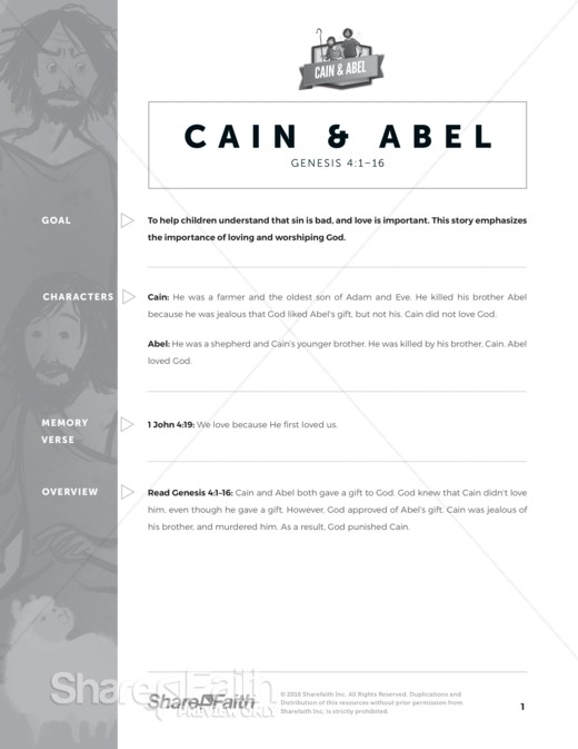 Cain and Abel Sunday School Curriculum