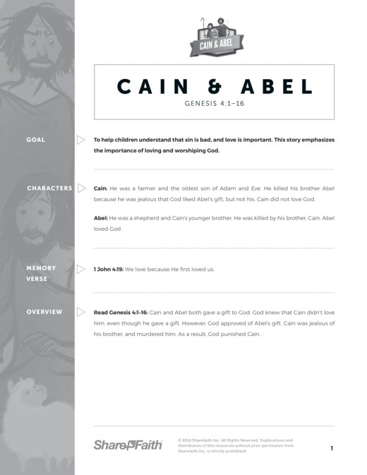 Cain and Abel Sunday School Curriculum Thumbnail Showcase