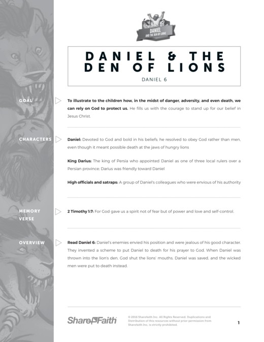 Daniel and the Den of Lions Curriculum Thumbnail Showcase