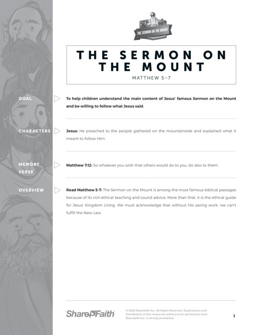 Sermon on the Mount (Beatitudes) Sunday School Curriculum Thumbnail Showcase