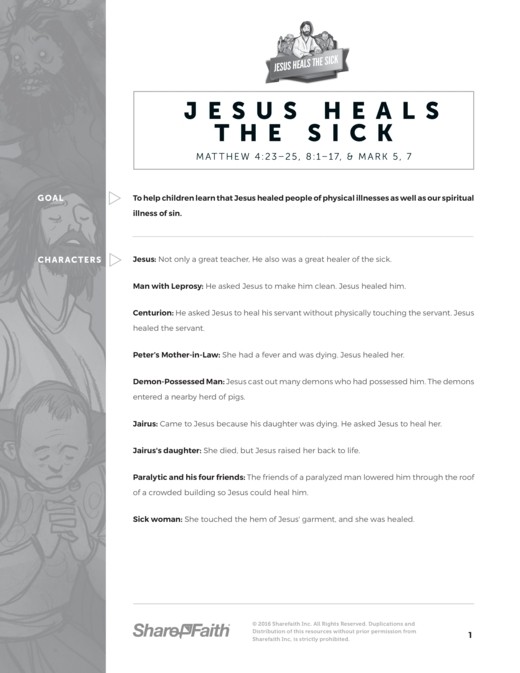 Jesus Heals the Sick Sunday School Curriculum Thumbnail Showcase