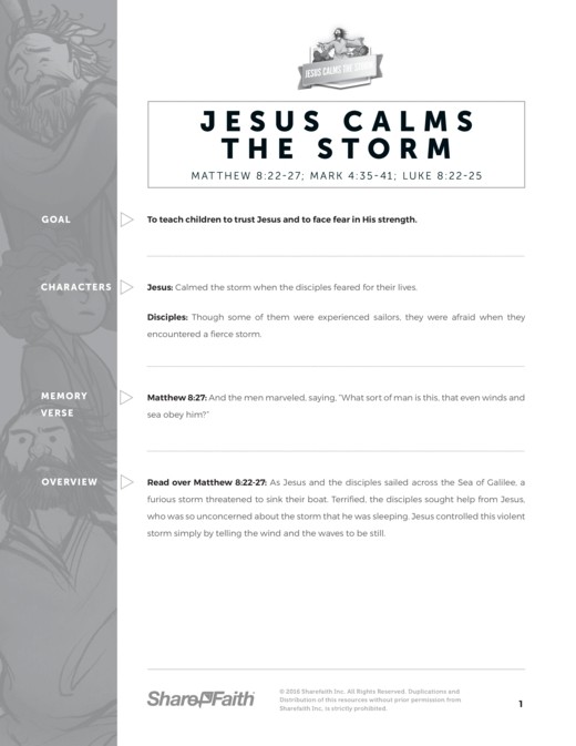 Matthew 8 Jesus Calms the Storm Sunday School Curriculum Thumbnail Showcase