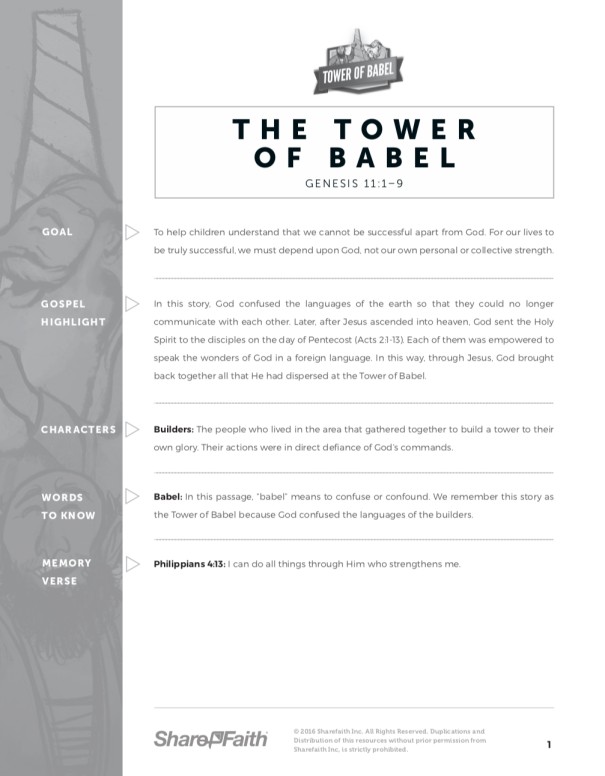 Genesis 11 Tower of Babel Sunday School Curriculum Thumbnail Showcase