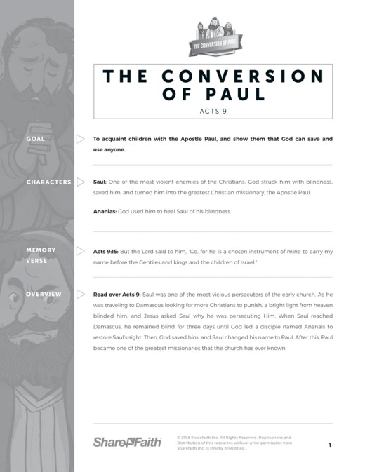 The Acts 9 Paul's Conversion Sunday School Curriculum Thumbnail Showcase