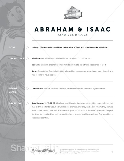 Genesis 22 Abraham and Isaac Sunday School Curriculum