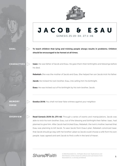 Genesis 25 Jacob and Esau Sunday School Curriculum Thumbnail Showcase