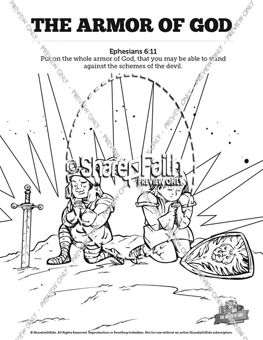 Ephesians 6 The Armor of God Sunday School Coloring Pages