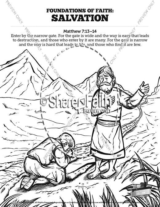 Matthew 7 Plan of Salvation Sunday School Coloring Pages Thumbnail Showcase