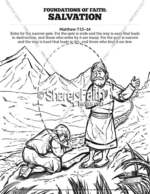 Matthew 7 Plan of Salvation Sunday School Coloring Pages | Clover Media