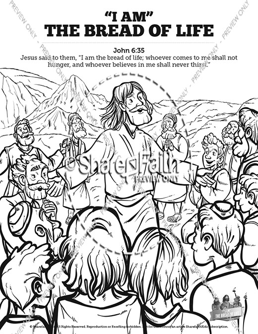 John 6 Bread of Life Sunday School Coloring Pages Thumbnail Showcase
