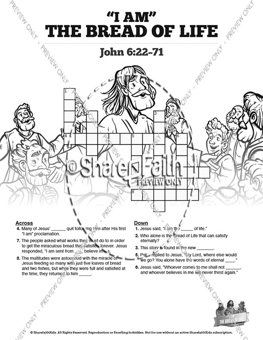 John 6 Bread of Life Sunday School Crossword Puzzles Thumbnail Showcase
