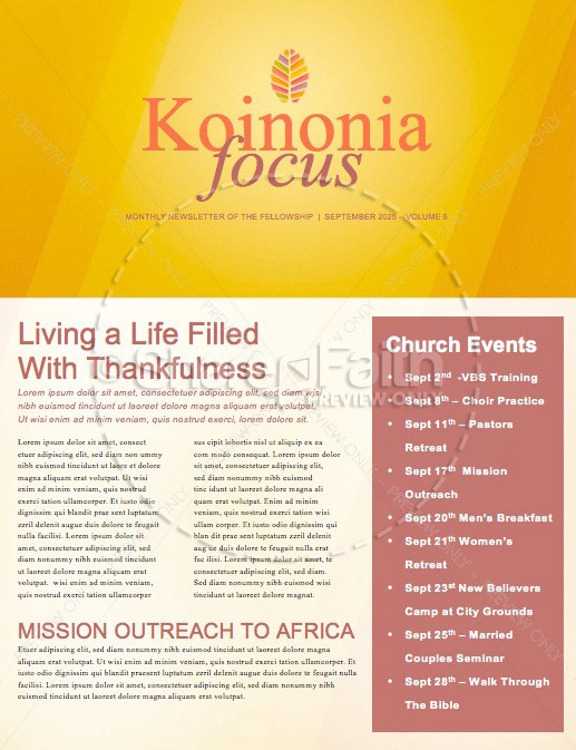 Fall Ministry Opportunity Church Newsletter Template Thumbnail Showcase
