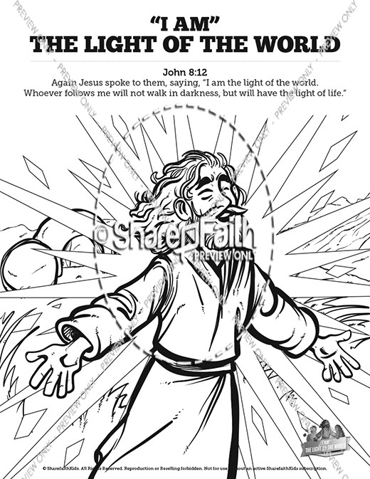 John 8 Light Of The World Sunday School Coloring Pages Thumbnail Showcase
